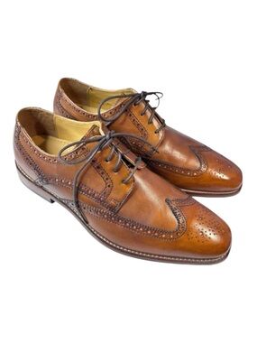 COLE HAAN Mens Dress Shoe Air Giraldo Wingtip II Cognac Brown Leather Size 9.5